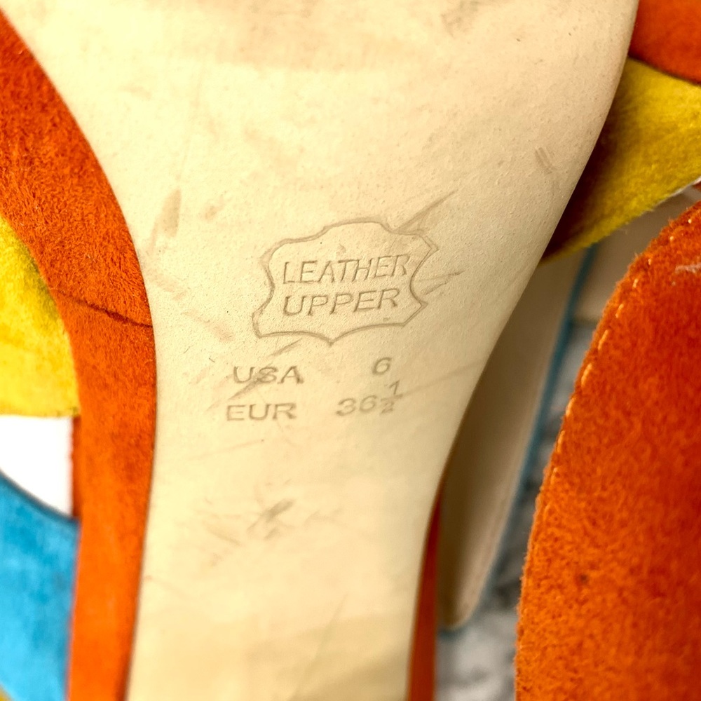 Sacha London Pasha Suede Colorful Sandals 6 Cocktail Resortwear Cruisewear Fun - Picture 13 of 15